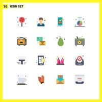 Pictogram Set of 16 Simple Flat Colors of ad optimization live chat media engine Editable Pack of Creative Vector Design Elements