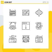 Set of 9 Modern UI Icons Symbols Signs for download hat eye glasses athletics Editable Vector Design Elements