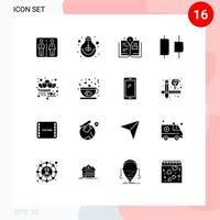 paquete de iconos de vector de stock de 16 signos y símbolos de línea para elementos de diseño de vector editable de centro horizontal de estudio de cereza de mensaje