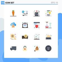 Flat Color Pack of 16 Universal Symbols of network smartphone card notification trick Editable Pack of Creative Vector Design Elements