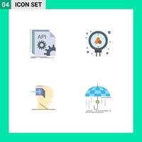 Set of 4 Modern UI Icons Symbols Signs for api door developer molecule inner Editable Vector Design Elements