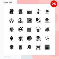 25 Thematic Vector Solid Glyphs and Editable Symbols of loud speaker party like music audio Editable Vector Design Elements