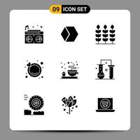 Set of 9 Modern UI Icons Symbols Signs for chemical science plate wheat breakfast ring Editable Vector Design Elements