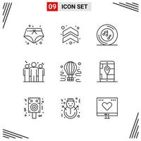 9 Icons Line Style Grid Based Creative Outline Symbols for Website Design Simple Line Icon Signs Isolated on White Background 9 Icon Set Creative Black Icon vector background