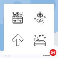 Pictogram Set of 4 Simple Filledline Flat Colors of bag up money easter bed Editable Vector Design Elements