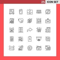 25 Universal Lines Set for Web and Mobile Applications ball education close hardware laptop Editable Vector Design Elements