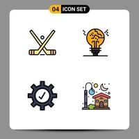 Mobile Interface Filledline Flat Color Set of 4 Pictograms of emblem idea stick copycat security Editable Vector Design Elements