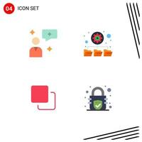 Pictogram Set of 4 Simple Flat Icons of man chat stack database four lock Editable Vector Design Elements