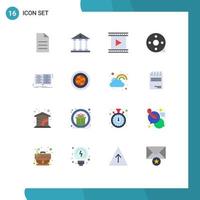 paquete de iconos de vector de stock de 16 signos y símbolos de línea para claqueta cinematografía escuela acción película de claqueta paquete editable de elementos creativos de diseño de vectores