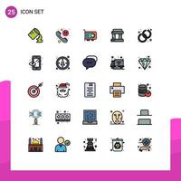 Universal Icon Symbols Group of 25 Modern Filled line Flat Colors of fashion accessory power accessorize paris Editable Vector Design Elements