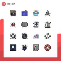 Mobile Interface Flat Color Filled Line Set of 16 Pictograms of wash woman computing group business Editable Creative Vector Design Elements