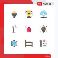 Flat Color Pack of 9 Universal Symbols of insect smart sharing wifi lights Editable Vector Design Elements