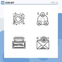 4 Line concept for Websites Mobile and Apps cafe travel company people email Editable Vector Design Elements