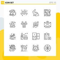 Collection of 16 Universal Line Icons Icon Set for Web and Mobile vector