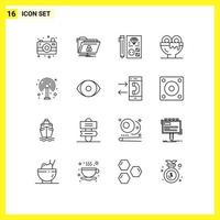 Pictogram Set of 16 Simple Outlines of lunch drink coding dinner programming Editable Vector Design Elements