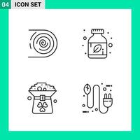 Pack of 4 Line Style Icon Set Outline Symbols for print Creative Signs Isolated on White Background 4 Icon Set vector