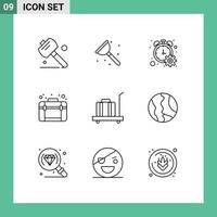 conjunto de 9 iconos modernos de la interfaz de usuario símbolos signos para el progreso del equipaje a escala diseño web elementos de diseño vectorial editables vector