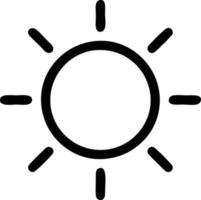 icono de sol en fondo blanco, ilustración del símbolo de icono de sol en negro sobre fondo blanco vector