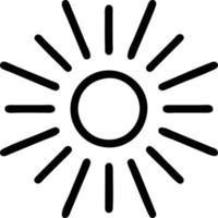 icono de sol en fondo blanco, ilustración del símbolo de icono de sol en negro sobre fondo blanco vector