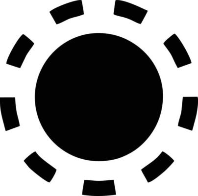 sun icon in white background, illustration of sun icon symbol in black on white background