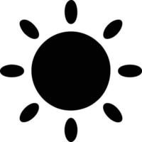 icono de sol en fondo blanco, ilustración del símbolo de icono de sol en negro sobre fondo blanco vector