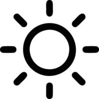 icono de sol en fondo blanco, ilustración del símbolo de icono de sol en negro sobre fondo blanco vector