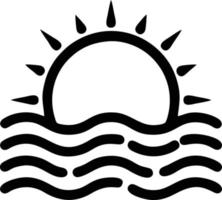 icono de sol en fondo blanco, ilustración del símbolo de icono de sol en negro sobre fondo blanco vector