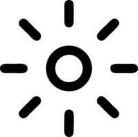 icono de sol en fondo blanco, ilustración del símbolo de icono de sol en negro sobre fondo blanco vector