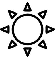 icono de sol en fondo blanco, ilustración del símbolo de icono de sol en negro sobre fondo blanco vector