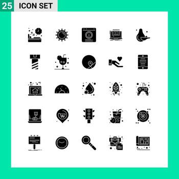 25 Solid Glyph concept for Websites Mobile and Apps tutorial player spring laptop help Editable Vector Design Elements