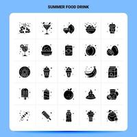 conjunto de iconos de bebida de comida de verano sólido 25 diseño de estilo de glifo vectorial conjunto de iconos negros diseño de ideas de negocios web y móvil ilustración vectorial vector