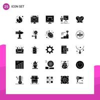 Pack of 25 creative Solid Glyphs of graph businessman paper presentation graphic design Editable Vector Design Elements