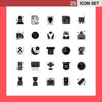 Pack of 25 Modern Solid Glyphs Signs and Symbols for Web Print Media such as web mark report check virus Editable Vector Design Elements
