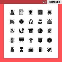 Pack of 25 Modern Solid Glyphs Signs and Symbols for Web Print Media such as web mark report check virus Editable Vector Design Elements