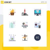 Universal Icon Symbols Group of 9 Modern Flat Colors of color location playground compass list Editable Vector Design Elements