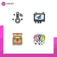 Universal Icon Symbols Group of 4 Modern Filledline Flat Colors of internet of things chest thermometer laptop reward Editable Vector Design Elements