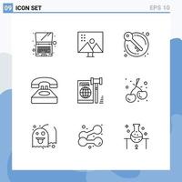 Outline Pack of 9 Universal Symbols of business contact us door contact call Editable Vector Design Elements