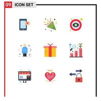 Pack of 9 Modern Flat Colors Signs and Symbols for Web Print Media such as marketing decision holiday compare visible Editable Vector Design Elements