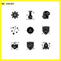 9 User Interface Solid Glyph Pack of modern Signs and Symbols of human strategy document plan a Editable Vector Design Elements
