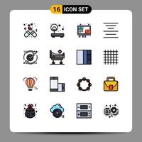 Universal Icon Symbols Group of 16 Modern Flat Color Filled Lines of ok center point align content Editable Creative Vector Design Elements