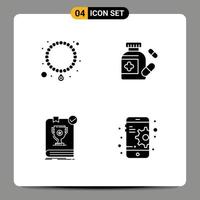 Group of Solid Glyphs Signs and Symbols for jewelry rule medical book configuration Editable Vector Design Elements