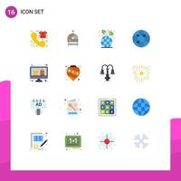 conjunto de 16 colores planos vectoriales en la cuadrícula para la tecnología de visualización negocio de la red del día de la tierra paquete editable de elementos de diseño de vectores creativos