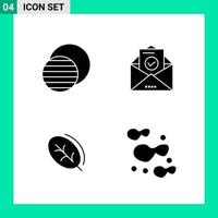 Pack of 4 Solid Style Icon Set Glyph Symbols for print Creative Signs Isolated on White Background 4 Icon Set Creative Black Icon vector background