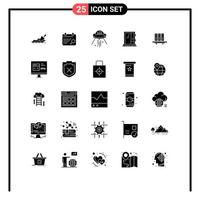 Universal Icon Symbols Group of 25 Modern Solid Glyphs of files construction space building door Editable Vector Design Elements