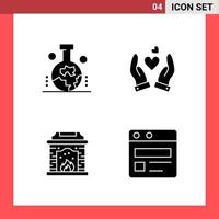 paquete de 4 iconos símbolos de glifo de estilo sólido sobre fondo blanco signos simples para el diseño general fondo de vector de icono negro creativo