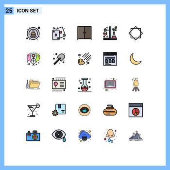 25 Filled line Flat Color concept for Websites Mobile and Apps security tube furniture test flask Editable Vector Design Elements