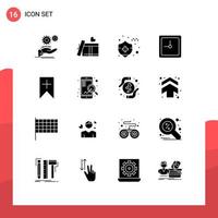 16 Thematic Vector Solid Glyphs and Editable Symbols of user plus auto insurance tag date Editable Vector Design Elements