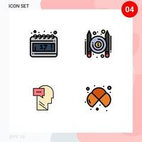 Stock Vector Icon Pack of 4 Line Signs and Symbols for calendar inner articles writer atoms Editable Vector Design Elements