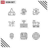 Set of 9 Vector Outlines on Grid for keys hardware idea right reload Editable Vector Design Elements