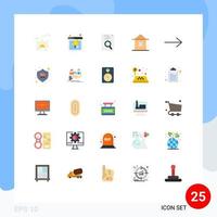 paquete de 25 signos y símbolos de colores planos modernos para medios de impresión web, como elementos de diseño de vectores editables para la construcción de viviendas en páginas web de cabañas de flecha